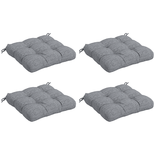 Outsunny Conjunto de Almofadas para Cadeiras de Sala 48x48x7 cm Conjunto de 4 Peças Almofadas para Cadeiras de Jardim Impermeáveis e Anti-UV com 2 Fitas de Fixação Cinzento