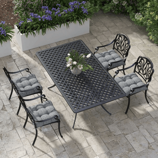 Outsunny Conjunto de Almofadas para Cadeiras de Sala 48x48x7 cm Conjunto de 4 Peças Almofadas para Cadeiras de Jardim Impermeáveis e Anti-UV com 2 Fitas de Fixação Cinzento