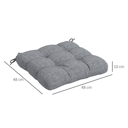 Outsunny Conjunto de Almofadas para Cadeiras de Sala 48x48x7 cm Conjunto de 4 Peças Almofadas para Cadeiras de Jardim Impermeáveis e Anti-UV com 2 Fitas de Fixação Cinzento