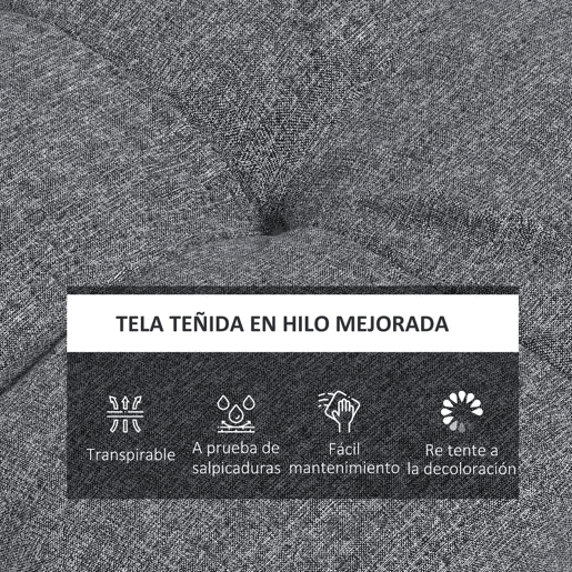 Outsunny Conjunto de Almofadas para Cadeiras de Sala 48x48x7 cm Conjunto de 4 Peças Almofadas para Cadeiras de Jardim Impermeáveis e Anti-UV com 2 Fitas de Fixação Cinzento