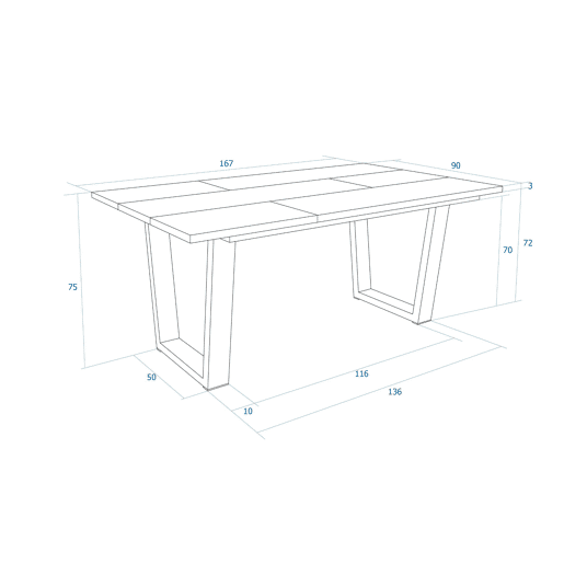 Mesa Sala de Jantar, Mesa Cozinha, 167x90x74cm, Para 8 pessoas, Móveis Sala Jantar, Estilo industrial, Preto