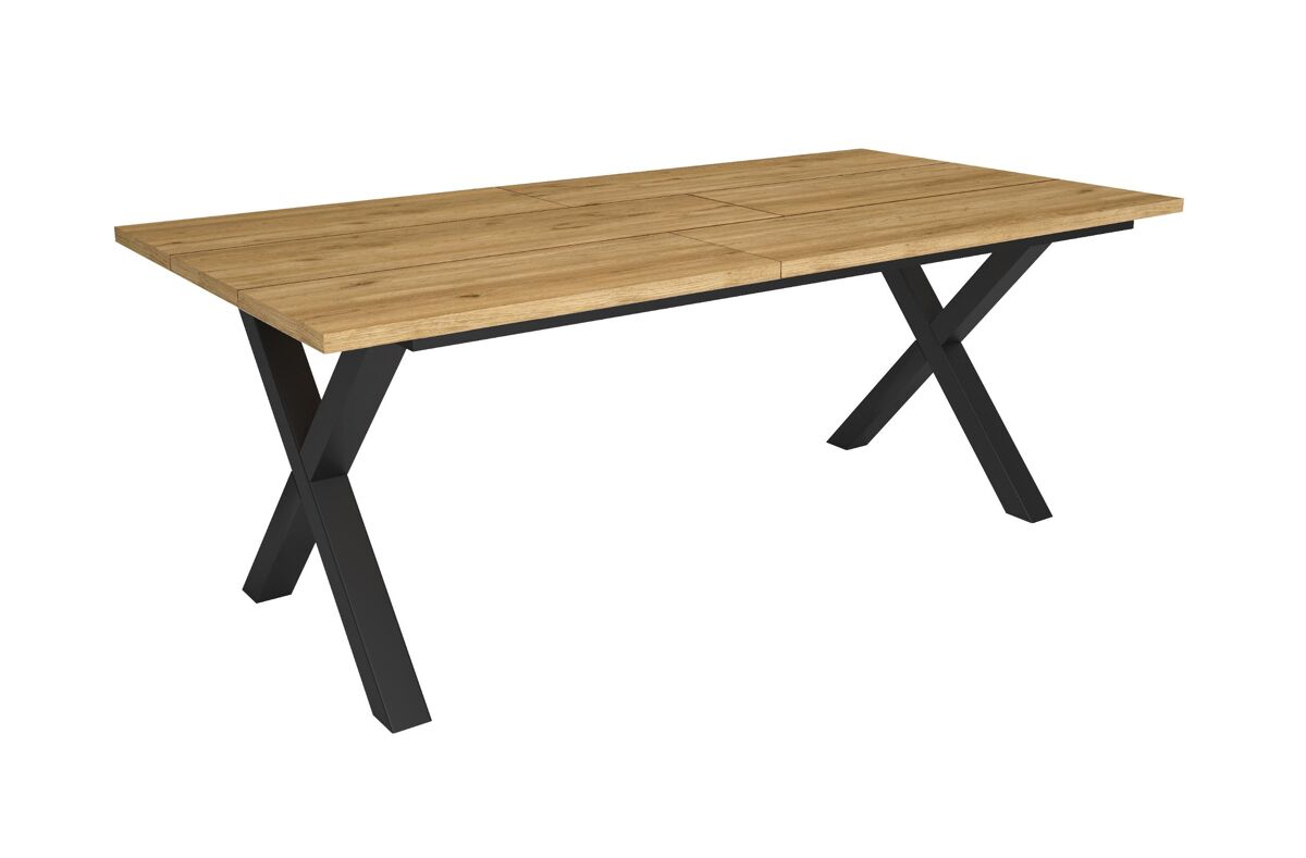 Mesa comedor, mesa fija cocina y salón, 194x90x74cm, para 10 comensales, muebles comedor, estilo industrial, roble