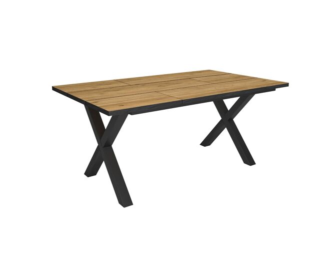 Mesa comedor, mesa fija cocina y salón, 167x90x74cm, para 8 comensales, muebles comedor, estilo industrial, roble y negro