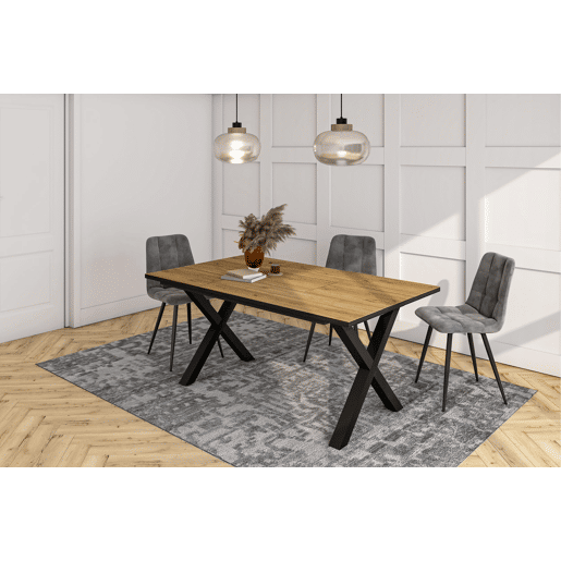 Mesa Sala de Jantar, Mesa Cozinha, 167x90x74cm, Para 8 pessoas, Móveis Sala Jantar, Estilo industrial, Carvalho e preto