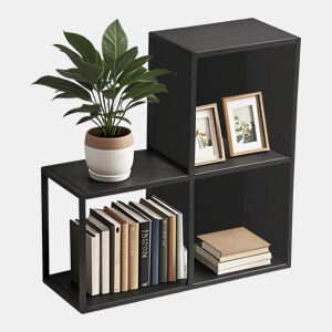 Conjunto de 3 prateleiras de parede em cubo Nostened com painéis laterais Preto en.casa