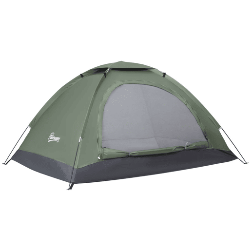 Outsunny Tenda de Campismo para 1-2 Pessoas Tenda de Campismo Dobrável com 2 Janelas de Malha Bolso Interior Bolsa de Transporte e Estrutura de Fibra de Vidro 206x152x110 cm Verde