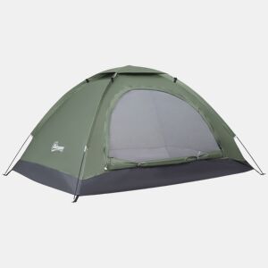 Outsunny Tenda de Campismo para 1-2 Pessoas Tenda de Campismo Dobrável com 2 Janelas de Malha Bolso Interior Bolsa de Transporte e Estrutura de Fibra de Vidro 206x152x110 cm Verde
