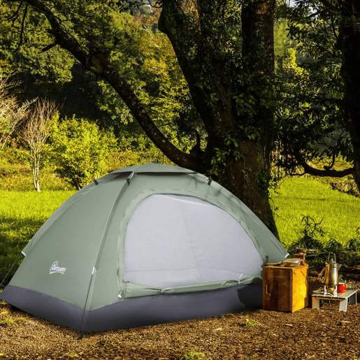 Outsunny Tenda de Campismo para 1-2 Pessoas Tenda de Campismo Dobrável com 2 Janelas de Malha Bolso Interior Bolsa de Transporte e Estrutura de Fibra de Vidro 206x152x110 cm Verde