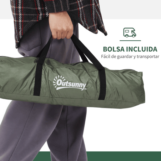 Outsunny Tenda de Campismo para 1-2 Pessoas Tenda de Campismo Dobrável com 2 Janelas de Malha Bolso Interior Bolsa de Transporte e Estrutura de Fibra de Vidro 206x152x110 cm Verde