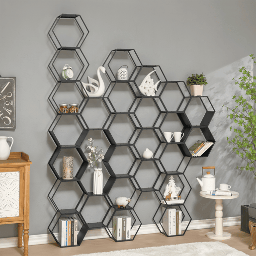 Prateleira Tand conjunto de 2 aço 32x37x19 cm Preto en.casa