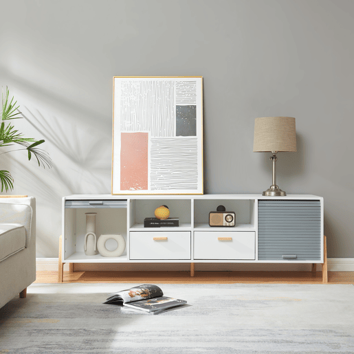 Móvel para televisão Kvaefjord 160 x 40 x 52 cm brancocinzento en.casa