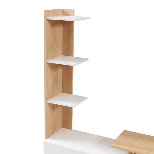 Armário para TV Rauki com prateleiras laterais 233x31x141 cm Branco  Carvalho en.casa