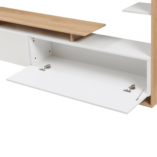 Armário para TV Rauki com prateleiras laterais 233x31x141 cm Branco  Carvalho en.casa