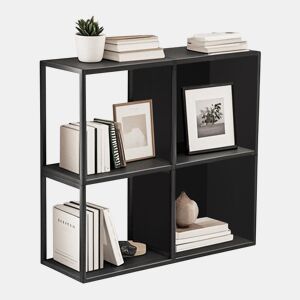 Conjunto de 4 prateleiras de parede em cubo Nostened com painéis laterais Preto en.casa