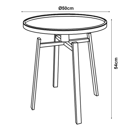 Mesa de apoio Mippeena 54xØ50 cm PretoNoz en.casa