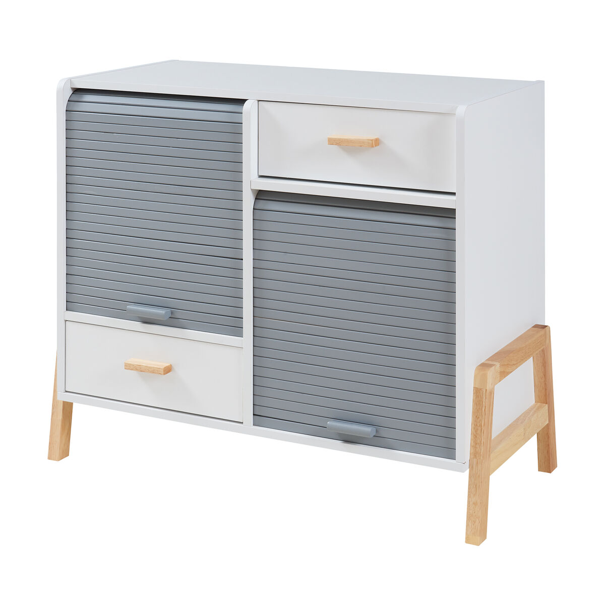 Aparador kvaefjord 2 puertas y 2 cajones mdf 72x80x40cm - blanco/gris [en.casa]
