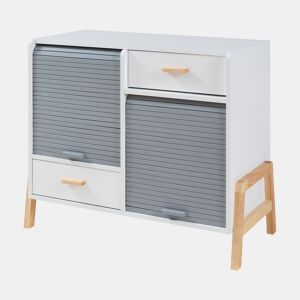 Aparador Kvaefjord com 2 portas de tambor 72x80x40 cm brancocinzento en.casa