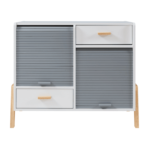 Aparador Kvaefjord com 2 portas de tambor 72x80x40 cm brancocinzento en.casa