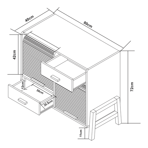 Aparador Kvaefjord com 2 portas de tambor 72x80x40 cm brancocinzento en.casa
