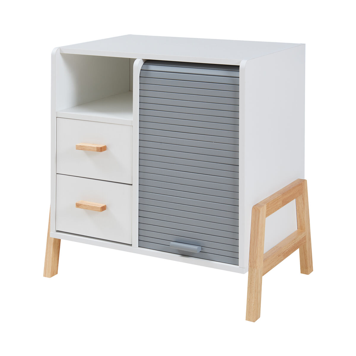 Aparador kvaefjord 1 puerta y 2 cajones mdf 66x60x40cm - blanco/gris [en.casa]