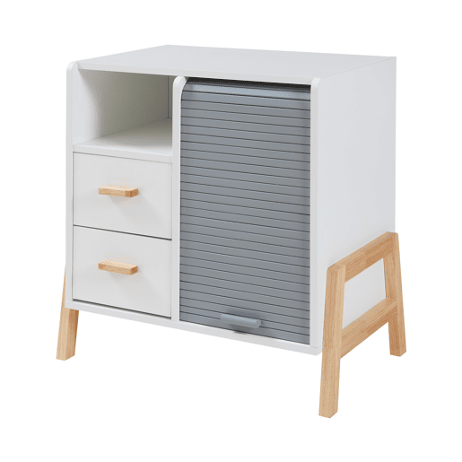 Aparador Kvaefjord com 1 porta de tambor 66x60x40 cm brancocinzento en.casa