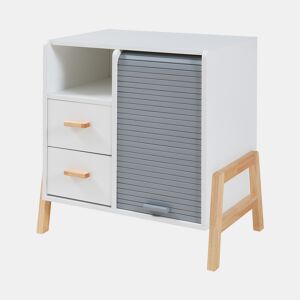 Aparador Kvaefjord com 1 porta de tambor 66x60x40 cm brancocinzento en.casa