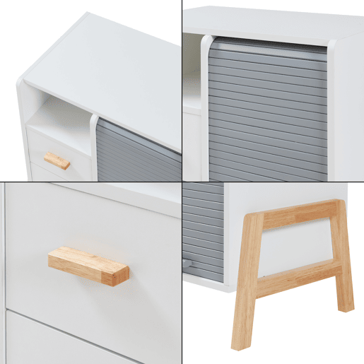 Aparador Kvaefjord com 1 porta de tambor 66x60x40 cm brancocinzento en.casa