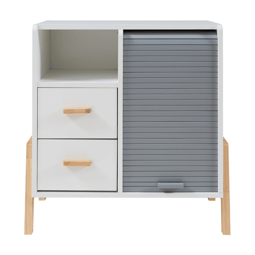 Aparador Kvaefjord com 1 porta de tambor 66x60x40 cm brancocinzento en.casa