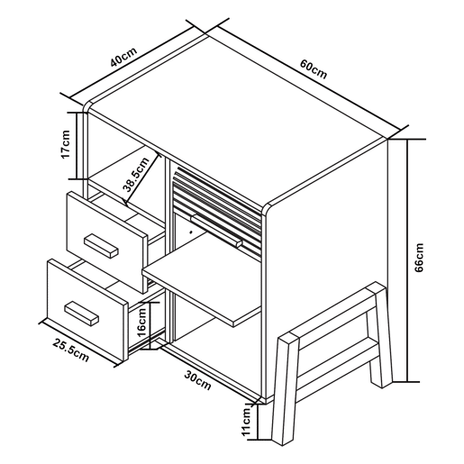 Aparador Kvaefjord com 1 porta de tambor 66x60x40 cm brancocinzento en.casa
