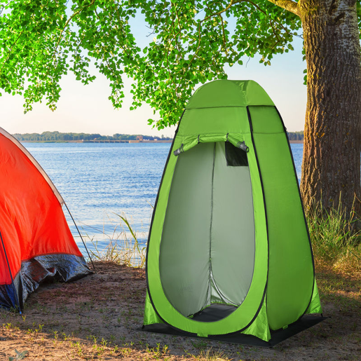 Outsunny Tenda de Duche Tenda de Privacidade Portátil com 1 Gancho Bolso Bolsa de Transporte e UV20+ para Duche Trocador Sanita 126x124x189 cm Verde
