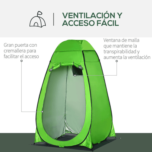 Outsunny Tenda de Duche Tenda de Privacidade Portátil com 1 Gancho Bolso Bolsa de Transporte e UV20+ para Duche Trocador Sanita 126x124x189 cm Verde