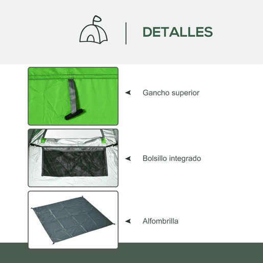 Outsunny Tenda de Duche Tenda de Privacidade Portátil com 1 Gancho Bolso Bolsa de Transporte e UV20+ para Duche Trocador Sanita 126x124x189 cm Verde