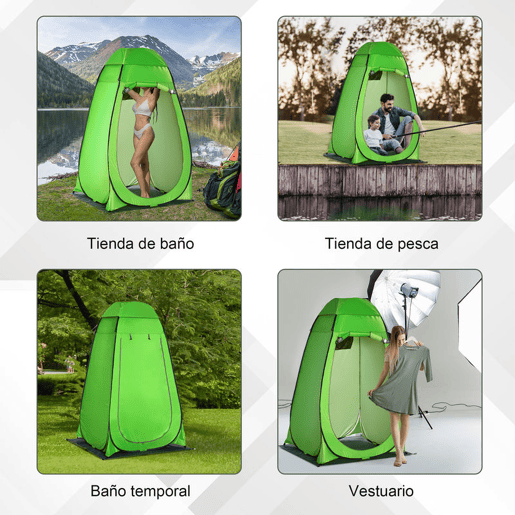 Outsunny Tenda de Duche Tenda de Privacidade Portátil com 1 Gancho Bolso Bolsa de Transporte e UV20+ para Duche Trocador Sanita 126x124x189 cm Verde