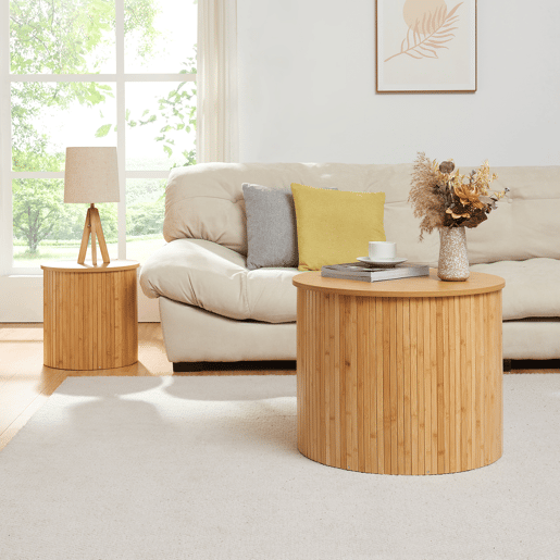 Mesa de centro Ledepid 48xØ60 cm Natural en.casa
