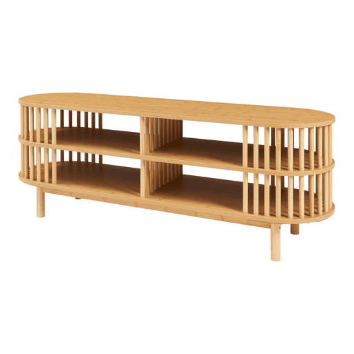 Mesa de TV Jarvenpaa bambu 4 compartimentos 140x40x50cm - Natural en.casa Mesa de TV Jarvenpaa bambu 4 compartimentos 140x40x50cm - Natural en.casa