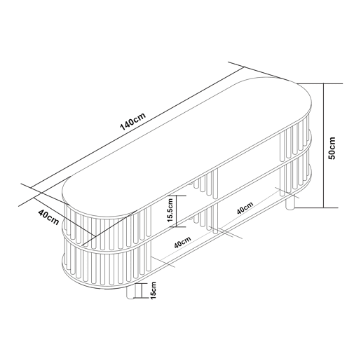 Mesa de TV Jarvenpaa bambu 4 compartimentos 140x40x50cm - Natural en.casa Mesa de TV Jarvenpaa bambu 4 compartimentos 140x40x50cm - Natural en.casa