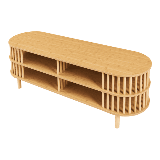 Mesa de TV Jarvenpaa bambu 4 compartimentos 140x40x50cm - Natural en.casa Mesa de TV Jarvenpaa bambu 4 compartimentos 140x40x50cm - Natural en.casa