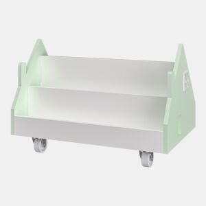 Prateleira móvel para crianças Vipsali com 4 rodízios 50x33x34 cm verdebranco en.casa