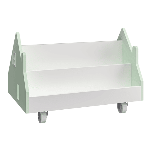 Prateleira móvel para crianças Vipsali com 4 rodízios 50x33x34 cm verdebranco en.casa
