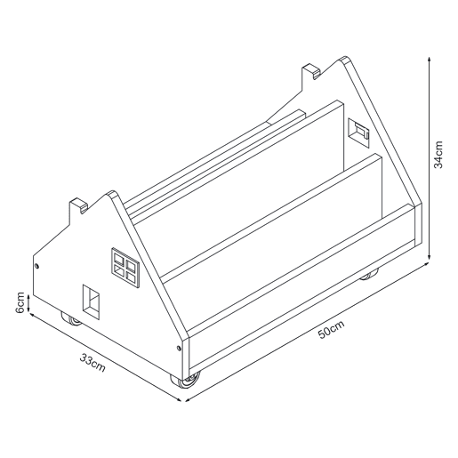 Prateleira móvel para crianças Vipsali com 4 rodízios 50x33x34 cm verdebranco en.casa