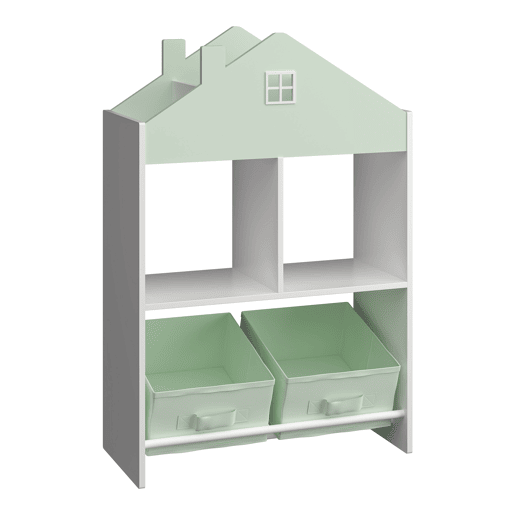 Estante para crianças Vipsali com 2 caixas 90x60x27 cm verde mentabranco en.casa