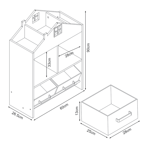 Estante para crianças Vipsali com 2 caixas 90x60x27 cm verde mentabranco en.casa