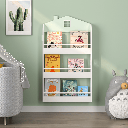 Prateleira para crianças Vipsali design da casa 106x60x12 cm verdebranco en.casa