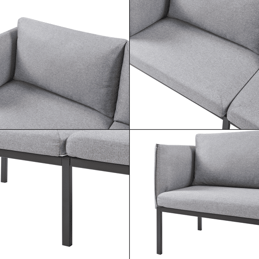 Sofá de 2 lugares Kamar estofado com almofadas 69x158x63cm Cinzento en.casa