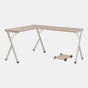 Secretária Tarielarg com suporte para PC em forma de L 158x120x75 cm Aspeto carvalho en.casa