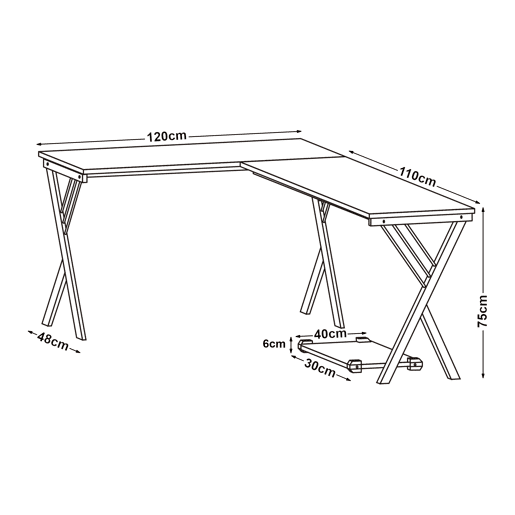 Secretária Tarielarg com suporte para PC em forma de L 158x120x75 cm Aspeto carvalho en.casa