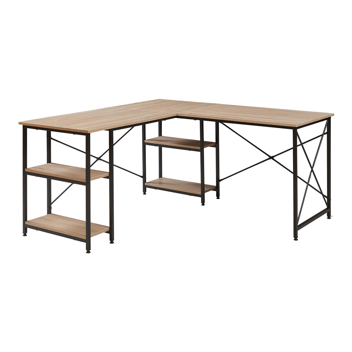 Escritorio klirurud con 2 estantería 150x150x75cm - roble [en.casa]