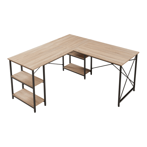Secretária Klirurud 2 prateleiras em forma de L 150x150x75 cm Carvalho en.casa