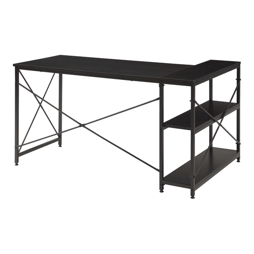 Secretária Raundsvalt com 1 prateleira em forma de L 137x88x75 cm Preto en.casa