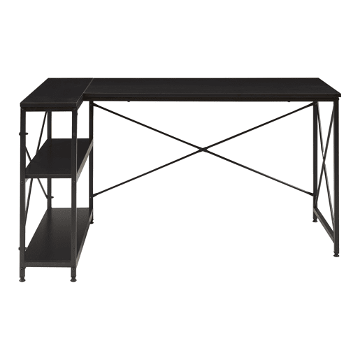 Secretária Raundsvalt com 1 prateleira em forma de L 137x88x75 cm Preto en.casa